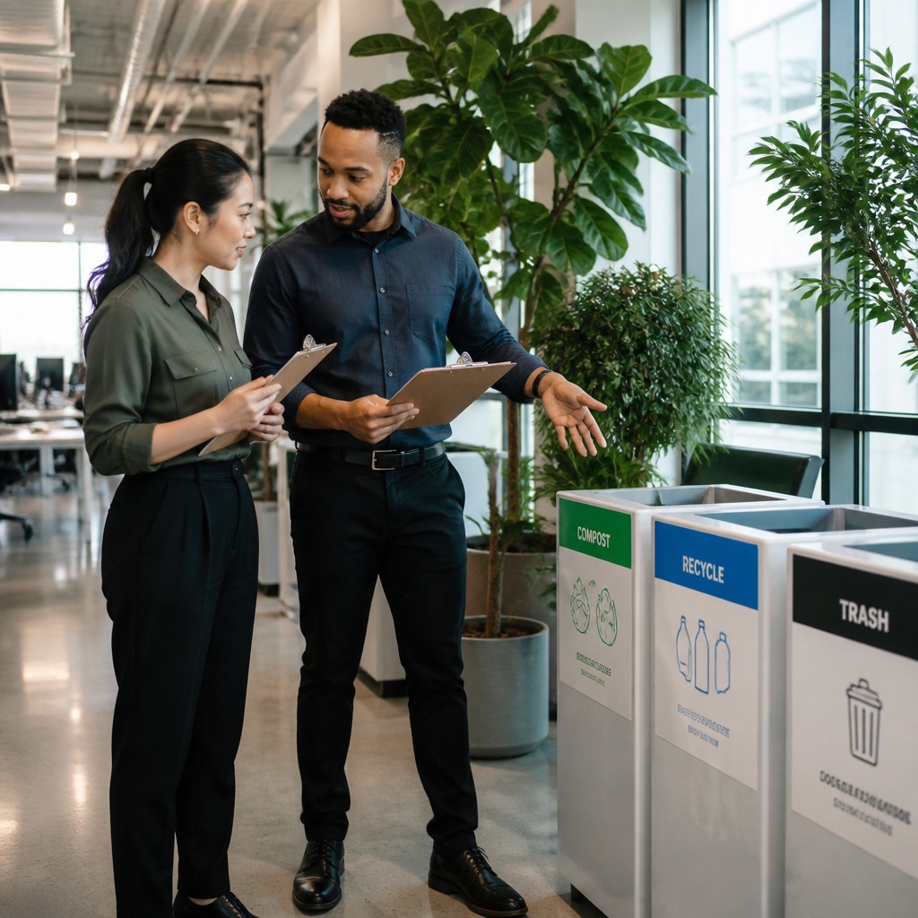 Cut The Waste team members conducting an office sustainability check